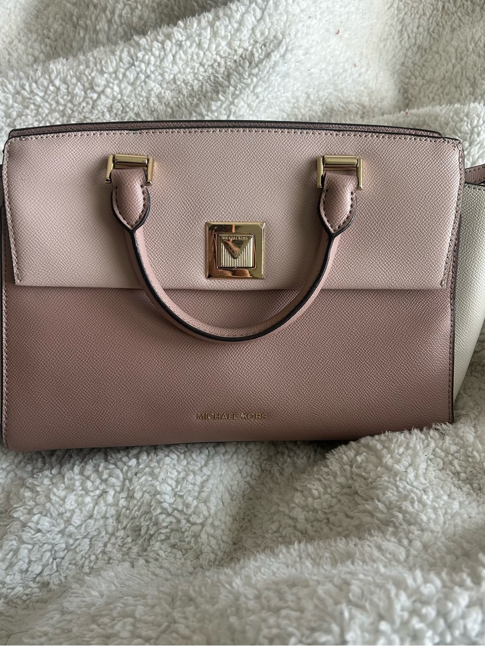 Michael Kors Pink Two-Tone Saffiano Satchel